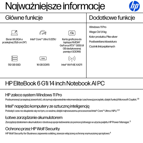 HP Inc. Notebook EliteBook 6 G1i U5-225U 512GB/16GB/W11P/14.0   C51FVET
