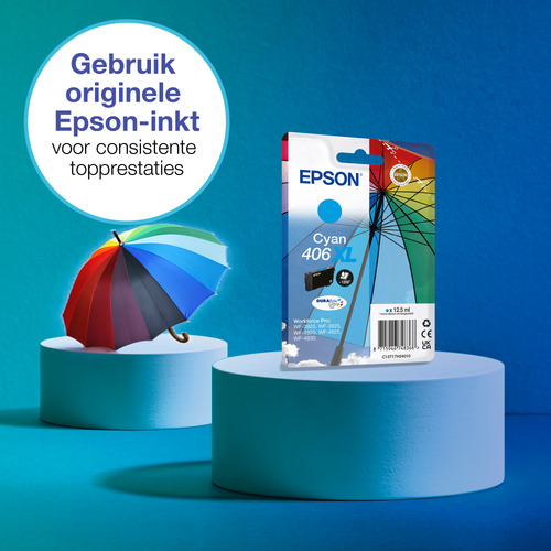 Epson 406XL Umbrella DURABrite Ultra inktcartridge 1 stuk(s) Origineel Hoog (XL) rendement Cyaan, afbeelding 2
