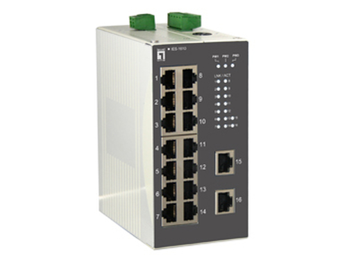 LevelOne 16 FE Unmanaged Switch -10 ~ 60C, DIN-rail