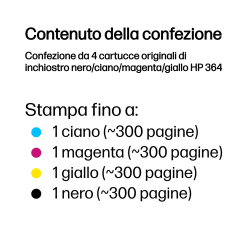 HP 364 Multipack – Multipack nero + ciano + magenta + giallo originale