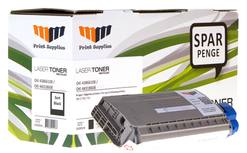 MM Black Laser Toner - OKI 43866108 / 44318608 - For OKI C 710 / 711