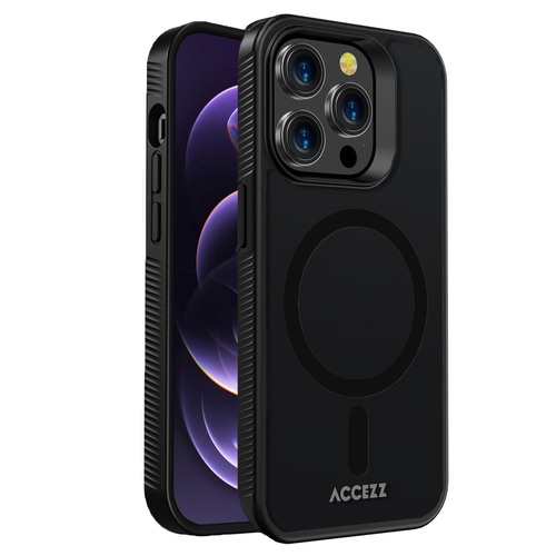 Accezz Rugged Frosted Backcover met MagSafe iPhone 14 Pro - Zwart