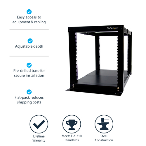 StarTech.com 12U Adjustable 4 Post Server Equipment Open Frame Rack Cabinet – image 7