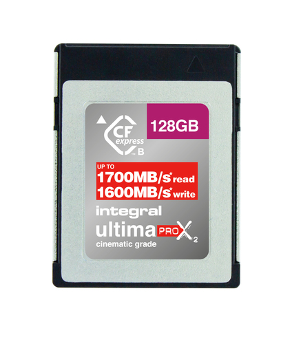 Integral 128GB CFEXPRESS CARD TYPE B 2.0 UP TO R-1700 W-1600 MBS SUSTAIN WRITE - 800MBS CINEMATIC GRADE 8K RAW and 4K 120FPS
