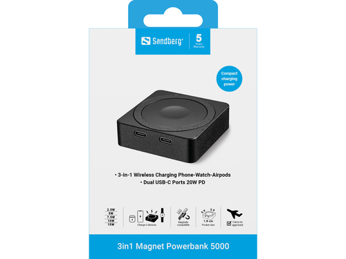 Sandberg 421-28 powerbank 5000 mAh Draadloos opladen Zwart, afbeelding 9