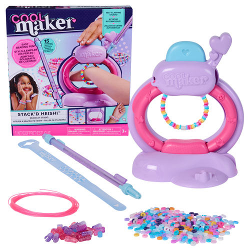 Cool Maker Stack'd Heishi Studio Bracelet Making Kit with Easy Beading Pen & over 1200 Beads, Makes 15 Bracelets, Arts and Crafts Toys for Girls Ages 7 and Up