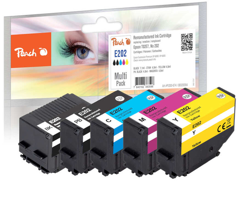 Peach PI200-674 ink cartridge 5 pc(s) Compatible Standard Yield Black, Cyan, Magenta, Yellow