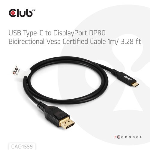 Club 3D USB-C naar DisplayPort DP80 bidirectioneel adapter, afbeelding 4