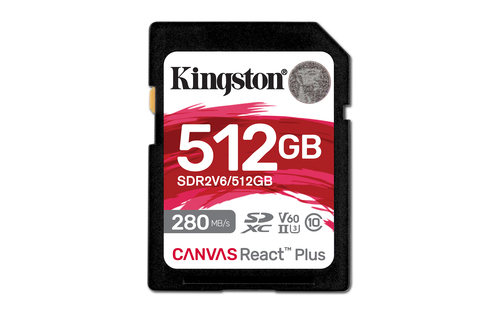 SDR2V6/512GB SDXC MEMORIA KINGSTON 512GB  CANVAS REACT PLUS UHS-II 280R/150W