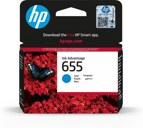 Oryginalny wkład tusz do drukarki HP HP 655 Cyan (CZ110AE)