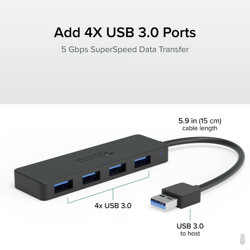 Plugable Technologies 4 Port USB Hub 3.0, USB Splitter for Laptop, Compatible with Windows, Surface Pro, PC, Chromebook, Linux, Android, Charging Not Supported – image 2