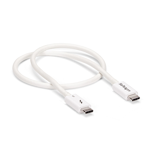 StarTech.com Cable Thunderbolt 3 Pasivo 50cm - 40Gbps - PD 100W - Vídeo 4K/5K - Cable Thunderbolt - Certificado Thunderbolt - Compatible USB4 / Modo Alt DP - Thunderbolt 4 - USB 3.2 - USB-C - Blanco