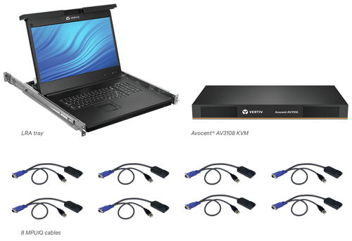 Vertiv Avocent LCD Local Rack Access Console, 8P KVM, 8 CABLES, USB KB-GER – image 1