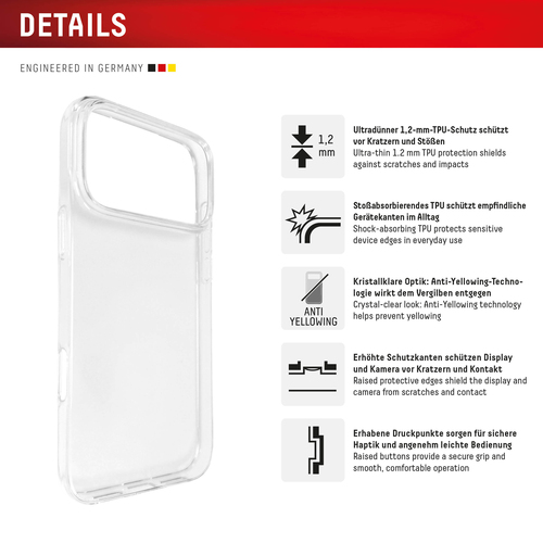 Displex Protective Case for Apple iPhone 18 Pro Max/17 Pro Max, Clear, Anti-Yellowing, Ultra-Thin, Essential Case, TPU – image 2
