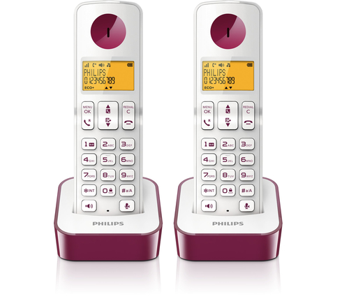 Philips D2102WP/23 telephone DECT telephone Caller ID Red, White – image 2