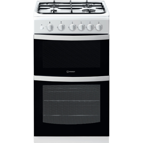 Indesit ID5G00KMW/UK cooker Freestanding cooker Electric Gas Black, White