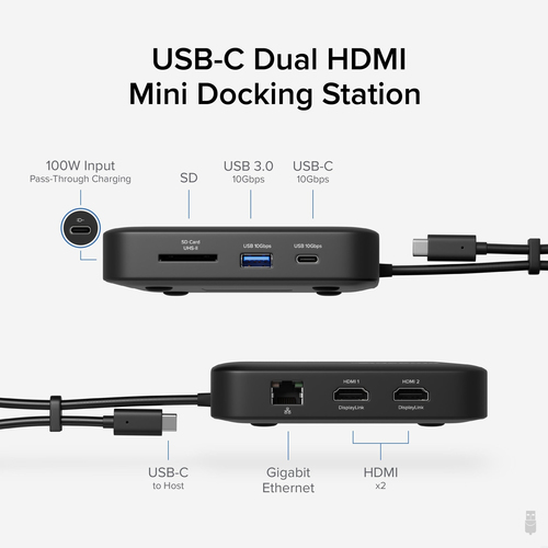 Plugable Technologies 7-in-1 USB C Docking Station Dual Monitor - Dual HDMI Dock is Compatible with Mac and Windows, USB4, Thunderbolt or USB-C – image 2
