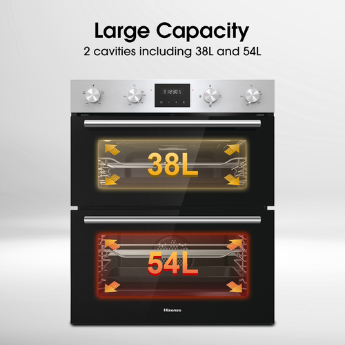 Hisense BID75211XUK Electric Built-under Double Oven - Stainless Steel & Black, Stainless Steel - image 2
