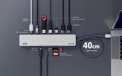 ATEN UH3240-AT laptop dock/port replicator Wired USB Type-C Silver – image 5
