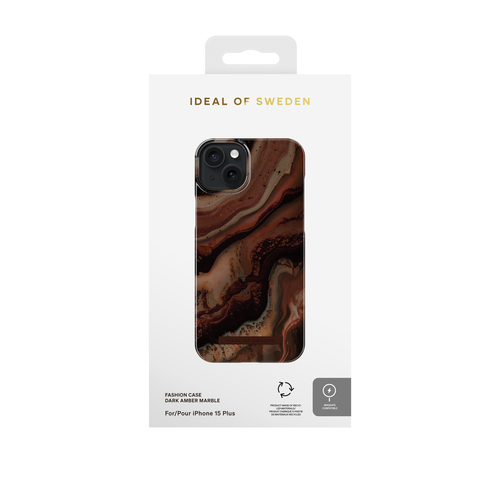 iDeal of Sweden Printed Case MagSafe iPhone 15PL Dark Amber Marble