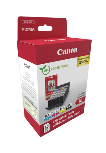 Canon Cli-581XL Inkjet Cartridges + Photo Paper Plus Glossy II Cmyk - image 2