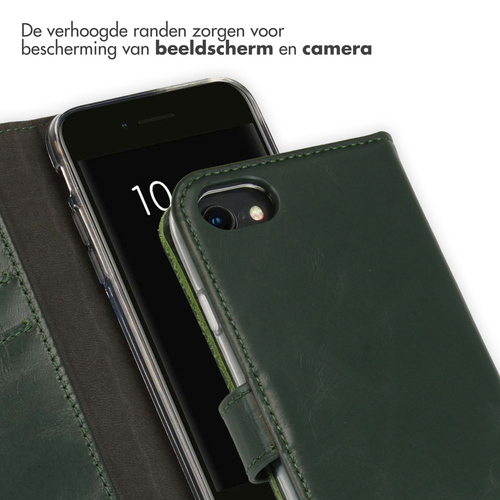 Selencia Echt Lederen Bookcase iPhone SE (2022 / 2020) / 8 / 7 / 6(s) - Groen, afbeelding 4