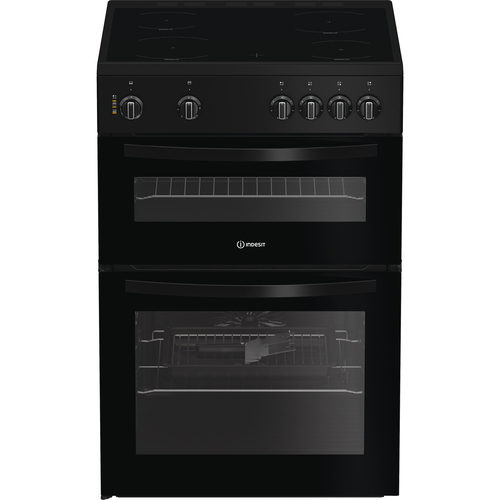 Indesit ITE6VMB 60cm Wide Single Oven Electric Cooker with Ceramic Hob - Black - A Rated, Black - image 1