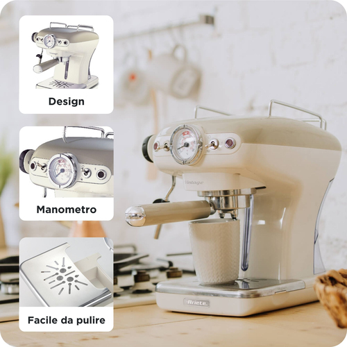 Ariete Vintage Espresso 1389 Coffee Machine - Beige, Brown,Cream - image 4