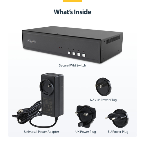 StarTech.com Secure 4-Port Quad-Monitor KVM Switch, 2x DisplayPort In to 4x HDMI Out, 4K – image 9
