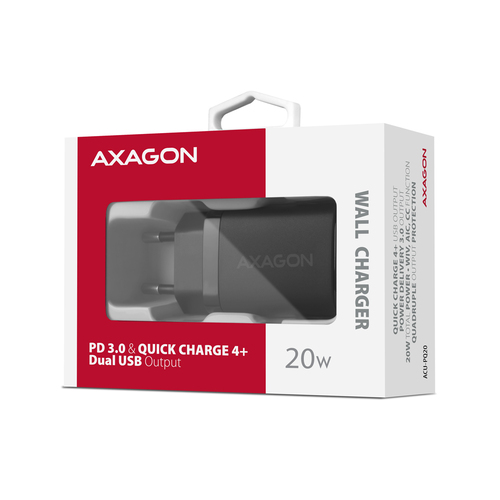 AXAGON Wandladegert 20 W PD 30 Quick Charge 4 - USB-C  USB-A – Foto 11 von 11