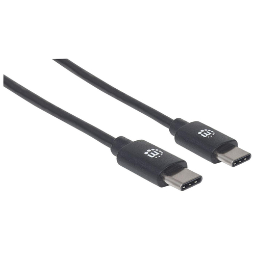 Manhattan Cable USB-C a USB-C, 1 m, USB 2.0, 480 Mbps, carga rápida de 3 A, Hi-Speed USB, negro, garantía de por vida, equivalente a USB2CC1M imagen 2