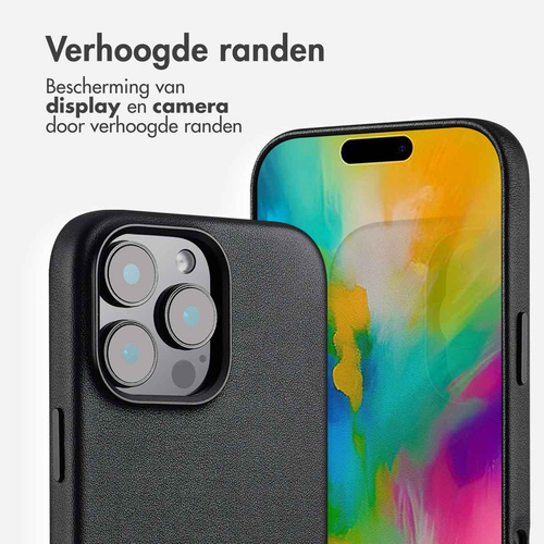 Accezz MagSafe Leather Backcover voor iPhone 16 Pro Max Telefoonhoesje Zwart, afbeelding 4
