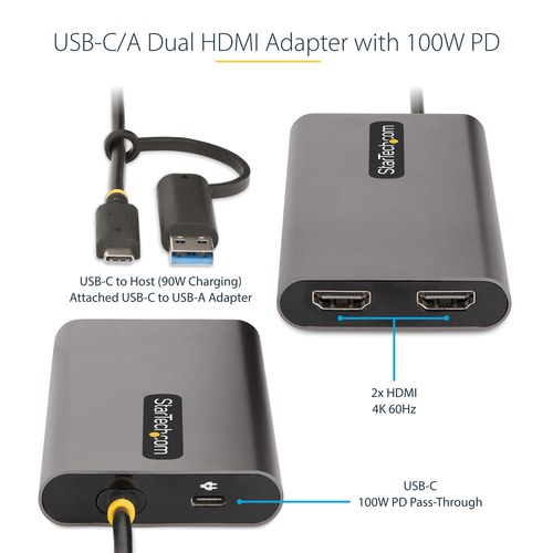 StarTech.com USB-C to Dual-HDMI Adapter - USB-C or A to 2x HDMI - 4K – image 9