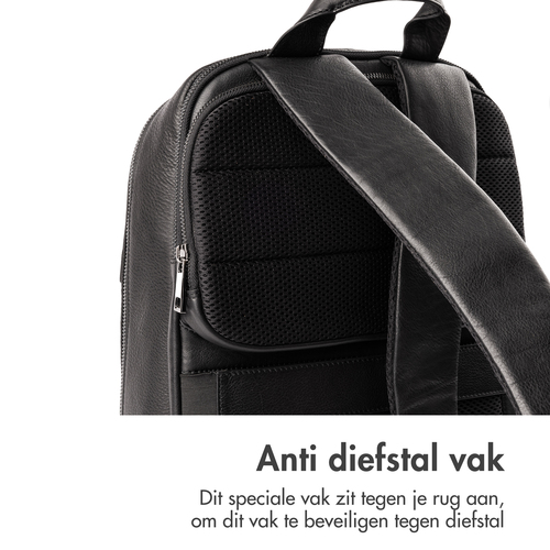 Accezz Leather Laptop rugzak 16 inch - Zwart, afbeelding 6