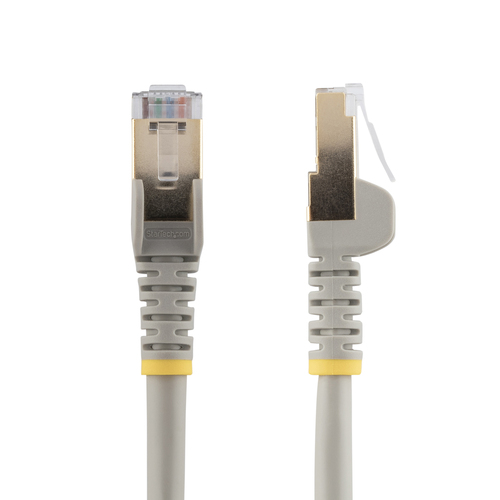 StarTech.com Cable de conexión Cat6a de 7 pies - Blindado (STP) - Gris - Cable de conexión Ethernet Cat 6a de 10Gb Snagless - C6ASPAT7GR