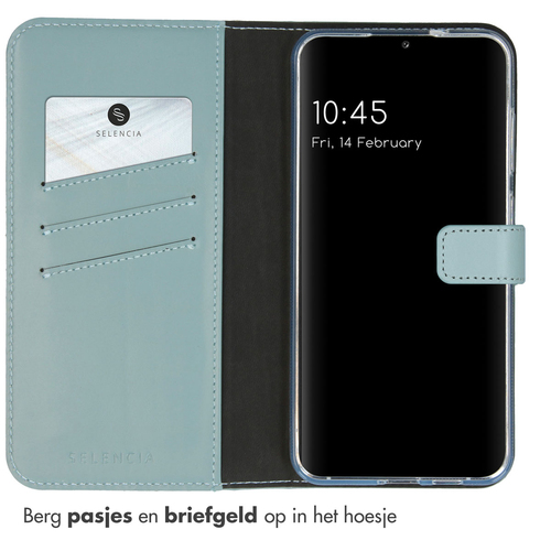Selencia Echt Lederen Bookcase Samsung Galaxy S24 Plus - Air Blue, afbeelding 3