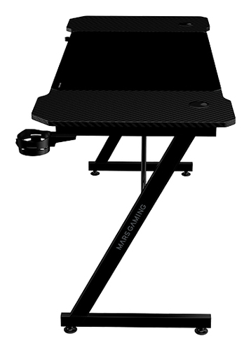 Mars Gaming MGD-X140, Mesa Gaming Ergonómica, Superficie en Fibra de Carbono, Estructura Metálica, Alfombrilla XXL, Soporte Auriculares y Bebida, Gestión Cableado, Escritorio PC 140x60cm, Negro