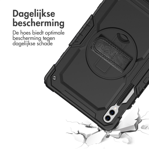 Accezz Rugged Backcover Shoulder Strap voor de Samsung Galaxy Tab S9 FE Plus / Tab S9 Plus Tablethoesje Zwart, afbeelding 2