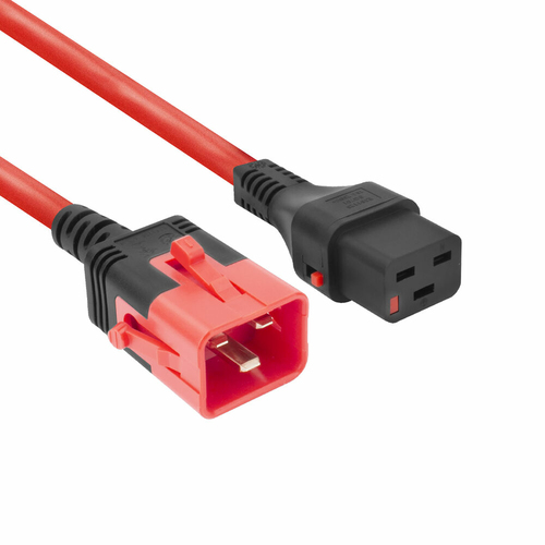 ACT PC3641 – stroomkabel – C19 naar C20 – IEC Lock Dual Locking – 3 m – rood – 250 V / 16 A