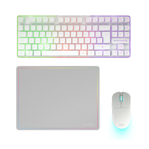 Mars Gaming MCPWTKLWFR keyboard Mouse included RF Wireless + USB AZERTY French White – image 1