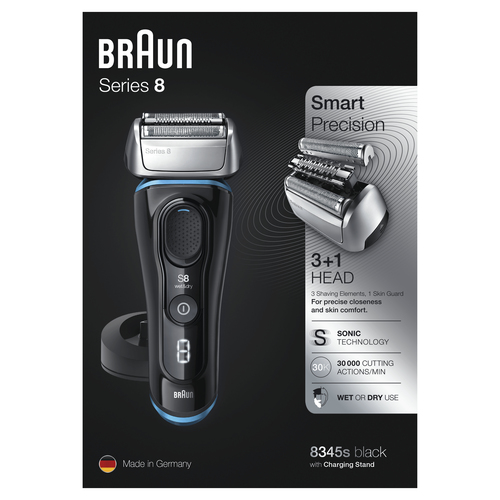 Braun Series 8 8345s Next Generation Electric Shaver, Charging Stand, Fabric Case, Noir – image 4