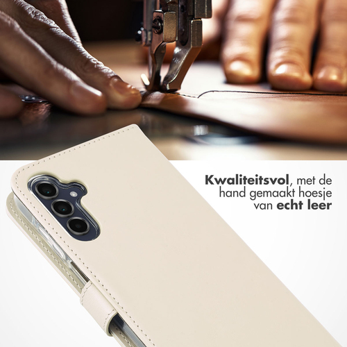 Selencia Echt Lederen Bookcase Samsung Galaxy A15 (5G / 4G) - Greige, afbeelding 2