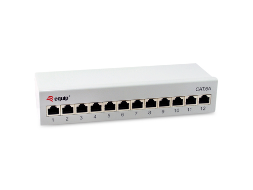 Equip Patchpanel 12x RJ45 Cat6A 19" FTP 1HE Premium helder grijs