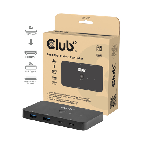 CLUB3D Dual USB-C® to HDMI™ KVM Switch – image 2