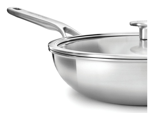 KitchenAid Multi-Ply Stainless Steel Wok with Lid - 28cm in Silver Size: 28 cm Silver 28 cm - image 5
