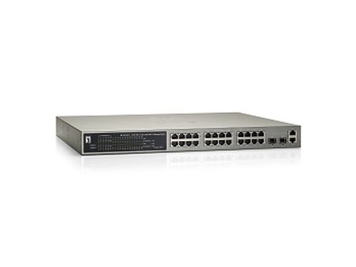 LevelOne 24 FE PoE + 2 GE Combo SFP L2 Managed Switch, 380W
