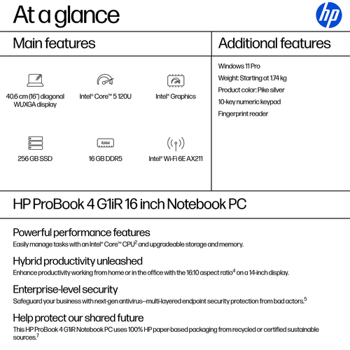 HP ProBook 4 G1iR Intel Core 5 120U 16GB RAM 256GB SSD 16" Windows 11 Pro Laptop - image 4
