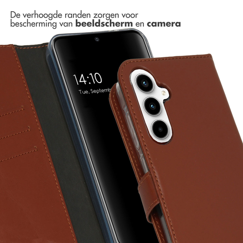 Selencia Echt Lederen Bookcase Samsung Galaxy A55 - Lichtbruin, afbeelding 4