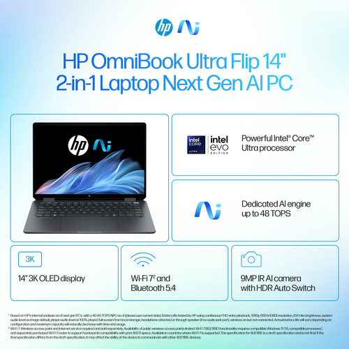 HP OmniBook Ultra Flip 14-fh0006na Intel Core Ultra 7 256V 16GB RAM 1TB SSD 14" Touchscreen Windows 11 Home 2-in-1 Copilot+ Laptop - image 3