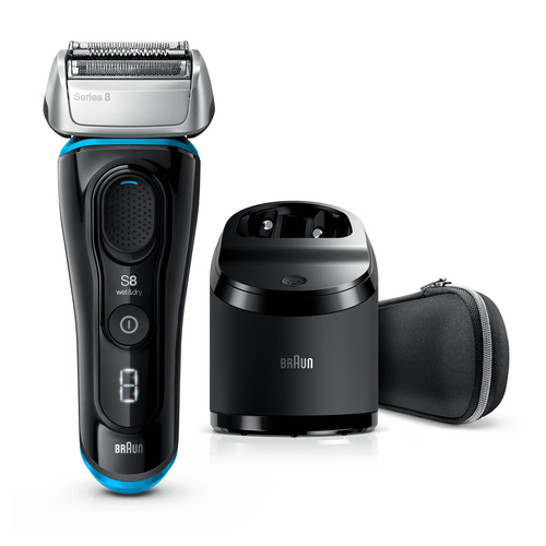 Braun Series 8 8385cc Next Generation Electric Shaver, Clean&Charge Station, Fabric Case, Black